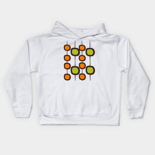 Atomic Age Inspired Art in Green and Orange Kids Hoodie